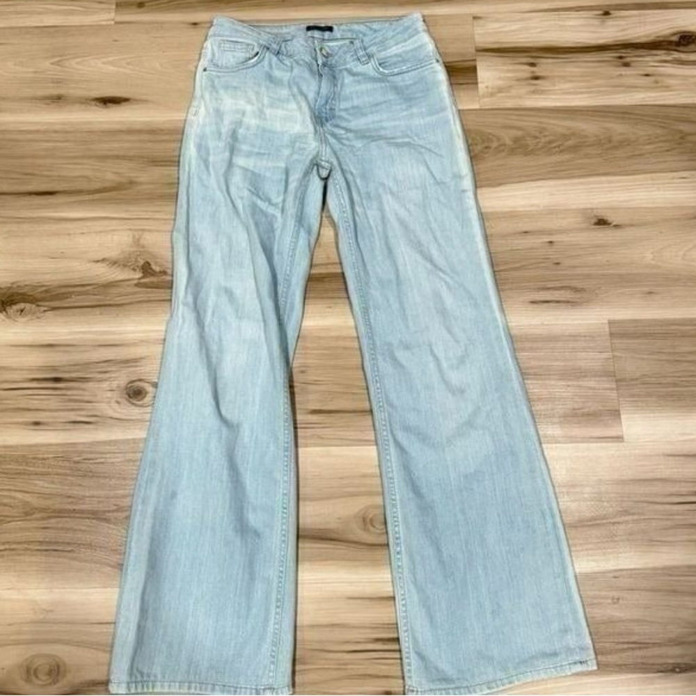 Massimo Dutti Blue Flare Wide Leg Jeans